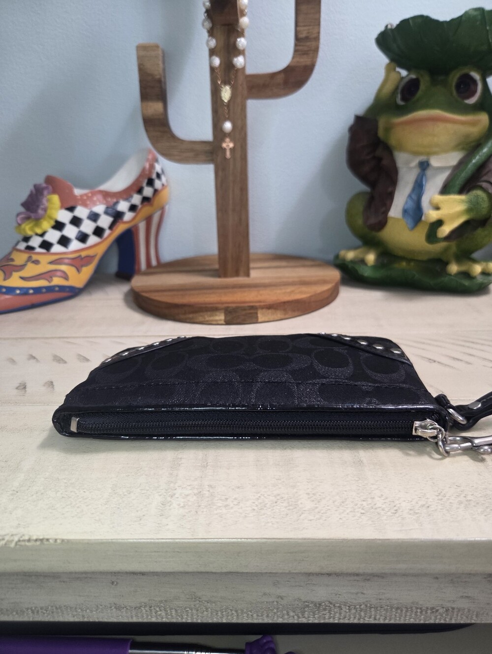Coach Large Lurex Signature Wristlet Clutch, Black- LN IN EC - Picture 11 of 13